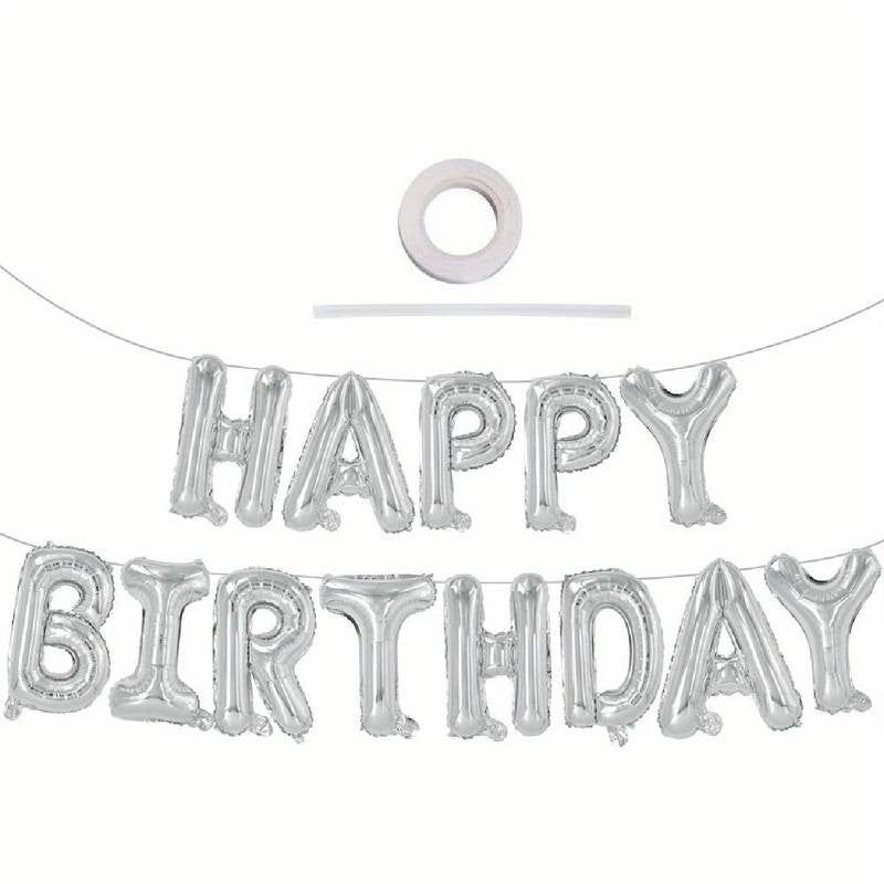 Set 25 De Baloane Din Folie Metalizata Si Latex, Figurine 2 Stele, 4 Baloane Confetti, 13 Litere, 6 Latex, Model Happy Birthday, Tema Aniversare, 40 Cm, Ambalaj Individual, Pai Inclus, Umflare Cu Aer Sau Heliu