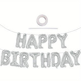 Set 25 De Baloane Din Folie Metalizata Si Latex, Figurine 2 Stele, 4 Baloane Confetti, 13 Litere, 6 Latex, Model Happy Birthday, Tema Aniversare, 40 Cm, Ambalaj Individual, Pai Inclus, Umflare Cu Aer Sau Heliu
