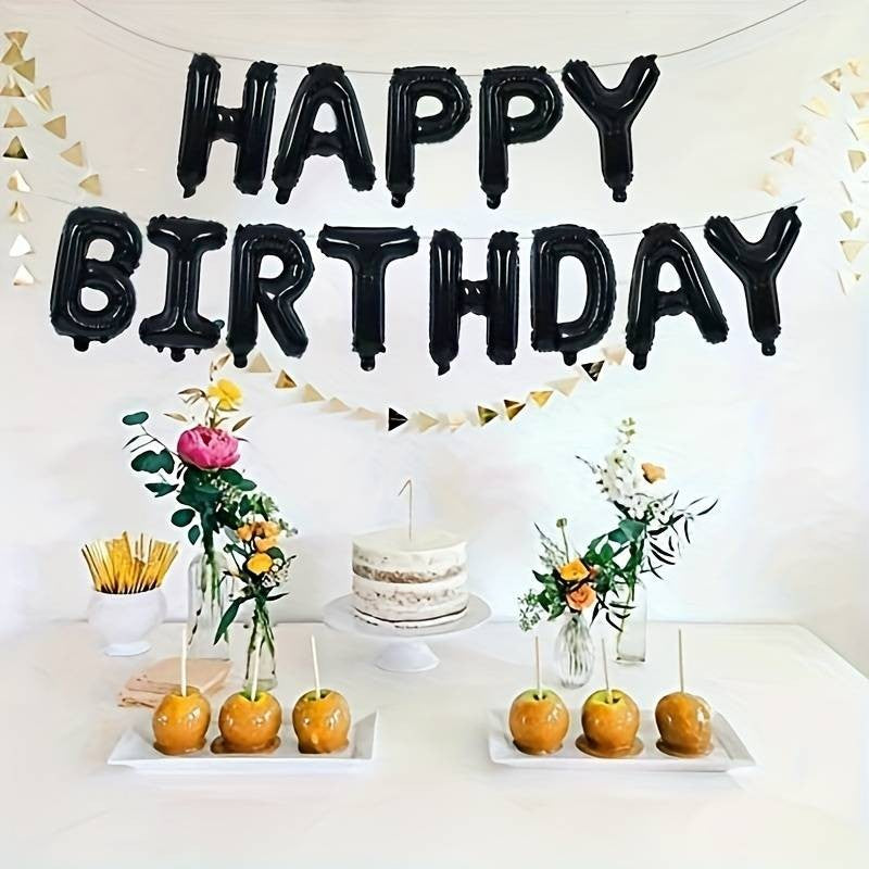 Set 25 De Baloane Din Folie Metalizata Si Latex, Figurine 2 Stele, 4 Baloane Confetti, 13 Litere, 6 Latex, Model Happy Birthday, Tema Aniversare, 40 Cm, Ambalaj Individual, Pai Inclus, Umflare Cu Aer Sau Heliu