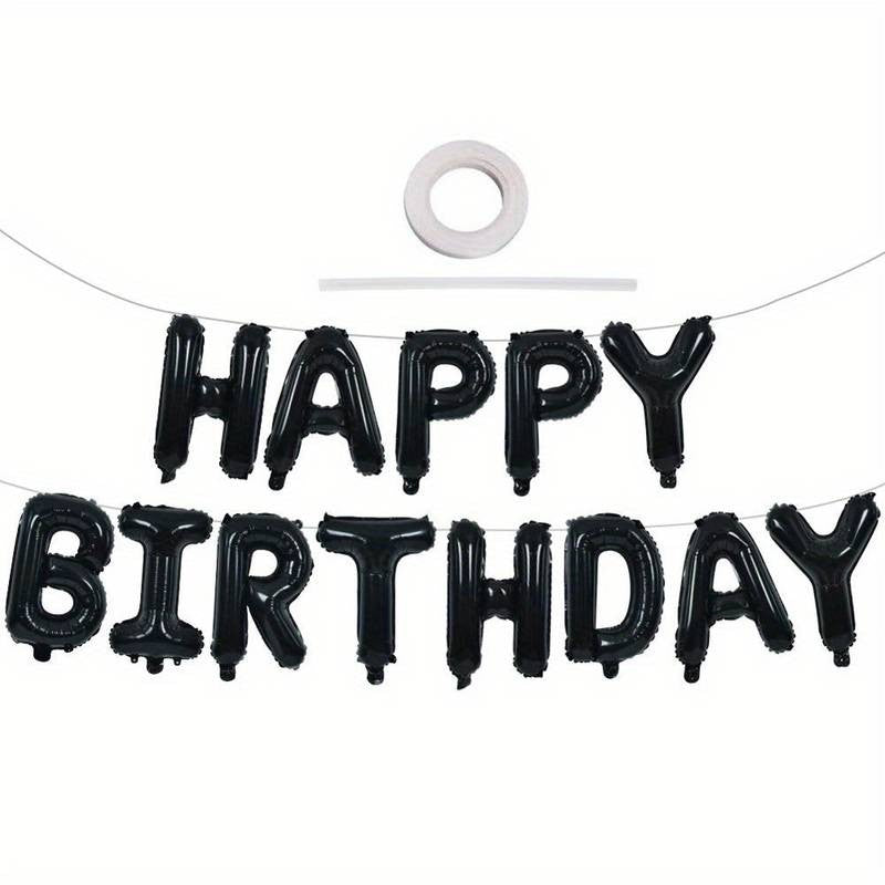 Set 25 De Baloane Din Folie Metalizata Si Latex, Figurine 2 Stele, 4 Baloane Confetti, 13 Litere, 6 Latex, Model Happy Birthday, Tema Aniversare, 40 Cm, Ambalaj Individual, Pai Inclus, Umflare Cu Aer Sau Heliu