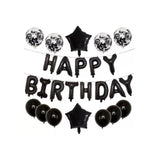 Set 25 De Baloane Din Folie Metalizata Si Latex, Figurine 2 Stele, 4 Baloane Confetti, 13 Litere, 6 Latex, Model Happy Birthday, Tema Aniversare, 40 Cm, Ambalaj Individual, Pai Inclus, Umflare Cu Aer Sau Heliu