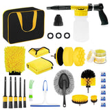 Set 26 Accesorii pentru Curatare Auto, Vivimall, din PP si Microfibra, Interior/Exterior, 30.5 x 27.5 x 16 cm, Galben/Negru - vivimall.ro