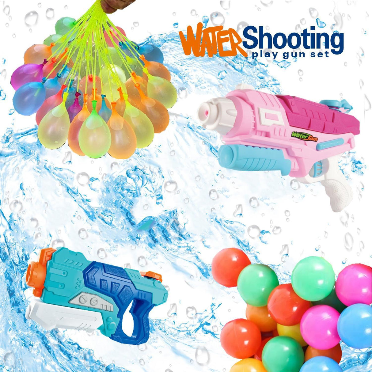 Set Pistoale Apa + Baloane | AquaBlast - vivimall.ro