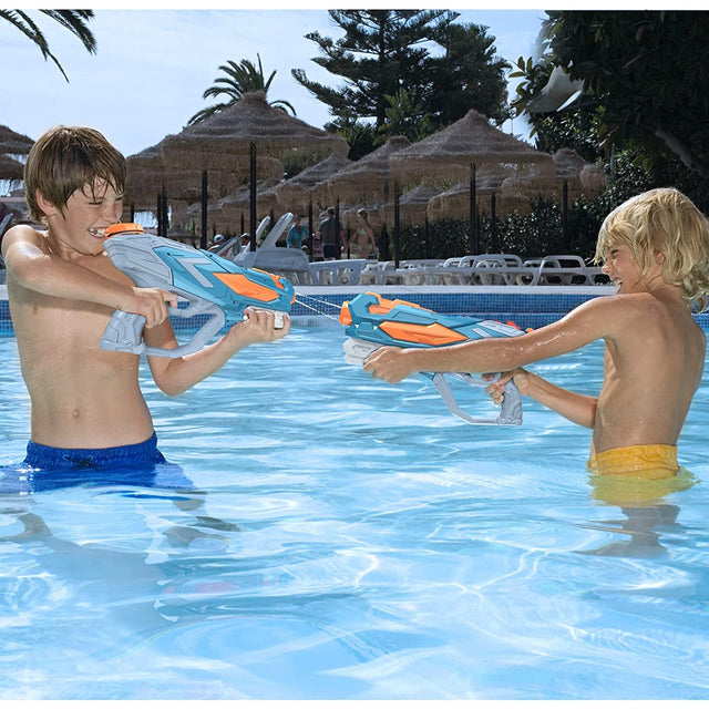 Set 2X Pistol Cu Apa Pentru Copii, Rezervor, Pentru Piscina/Plaja, 6Ani+, Roz + Albastru, 4 Duze, 900 Ml - vivimall.ro