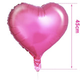 Set 3 Baloane din Folie Metalizata, Flippy, Figurina Inima, Tema Ziua Indragostitilor, 45 cm, Ambalaj Individual, Pai Inclus, Umflare cu Aer sau Heliu, Roz