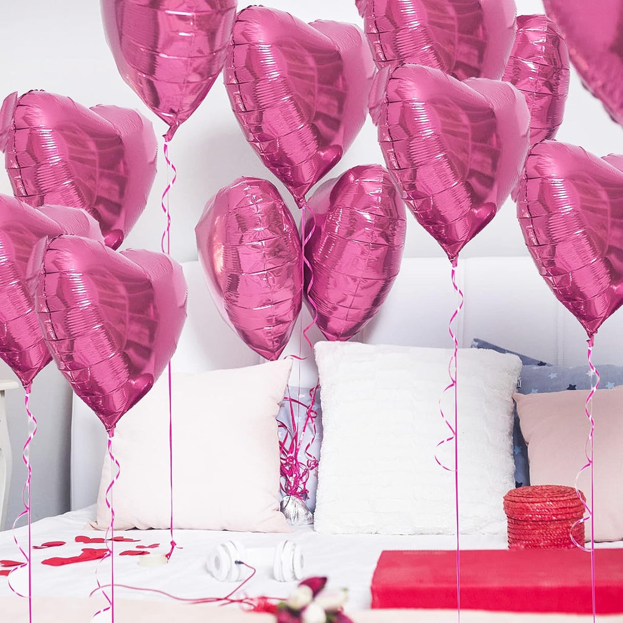 Set 3 Baloane Din Folie Metalizata, Figurina Inima, Tema Ziua Indragostitilor, 45 Cm, Ambalaj Individual, Pai Inclus, Umflare Cu Aer Sau Heliu - vivimall.ro