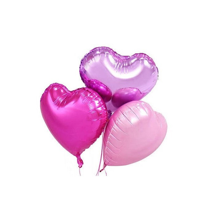 Set 3 Baloane Din Folie Metalizata, Figurina Inima, Tema Ziua Indragostitilor, 45 Cm, Ambalaj Individual, Pai Inclus, Umflare Cu Aer Sau Heliu - vivimall.ro