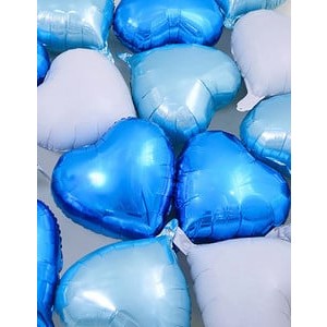 Set 3 Baloane Din Folie Metalizata, Figurina Inima, Tema Ziua Indragostitilor, 45 Cm, Ambalaj Individual, Pai Inclus, Umflare Cu Aer Sau Heliu, Albastru/ - vivimall.ro