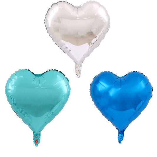 Set 3 Baloane din Folie Metalizata, Vivimall, Figurina Inima, Tema Ziua Indragostitilor, 45 cm, Ambalaj Individual, Pai Inclus, Umflare cu Aer sau Heliu, Albastru/Argintiu - vivimall.ro