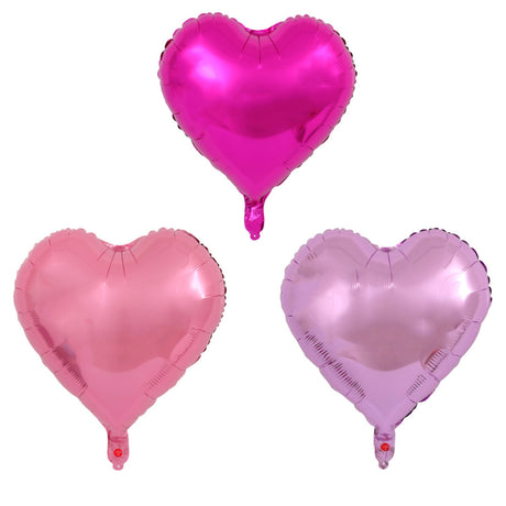 Set 3 Baloane Din Folie Metalizata, Figurina Inima, Tema Ziua Indragostitilor, 45 Cm, Ambalaj Individual, Pai Inclus, Umflare Cu Aer Sau Heliu - vivimall.ro