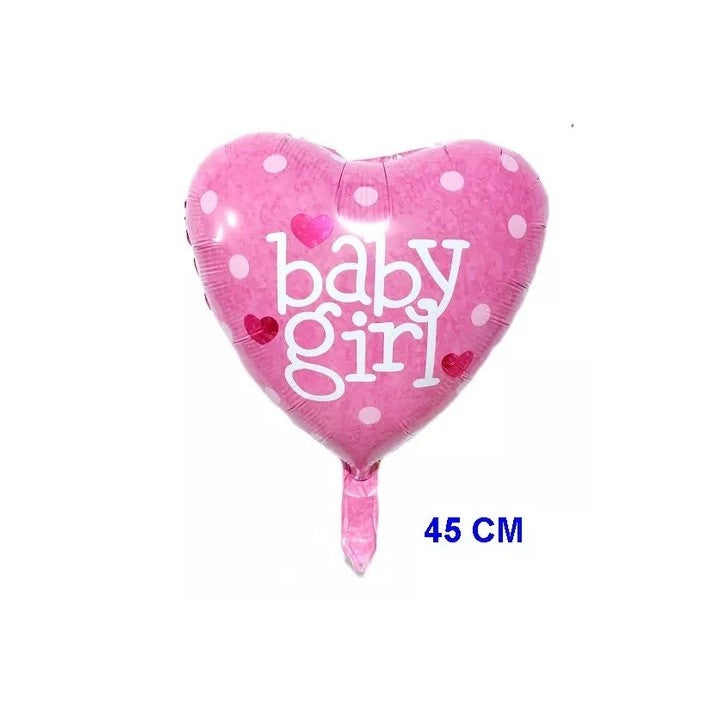 Set 3 Baloane Din Folie Metalizata, Figurine Carucior, Inima, Fundita, Tema Botez, 45 Cm, Ambalaj Individual, Pai Inclus, Umflare Cu Aer Sau Heliu - vivimall.ro