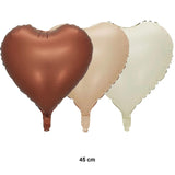 Set 3 Baloane Din Folie Metalizata, Figurine Inimi, Tema Ziua Indragostitilor, 45 Cm, Ambalaj Individual, Pai Inclus, Umflare Cu Aer Sau Heliu, Crem/ - vivimall.ro