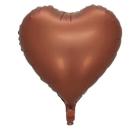 Set 3 Baloane din Folie Metalizata, Flippy, Figurine Inimi, Tema Ziua Indragostitilor, 45 cm, Ambalaj Individual, Pai Inclus, Umflare cu Aer sau Heliu, Crem/Maro