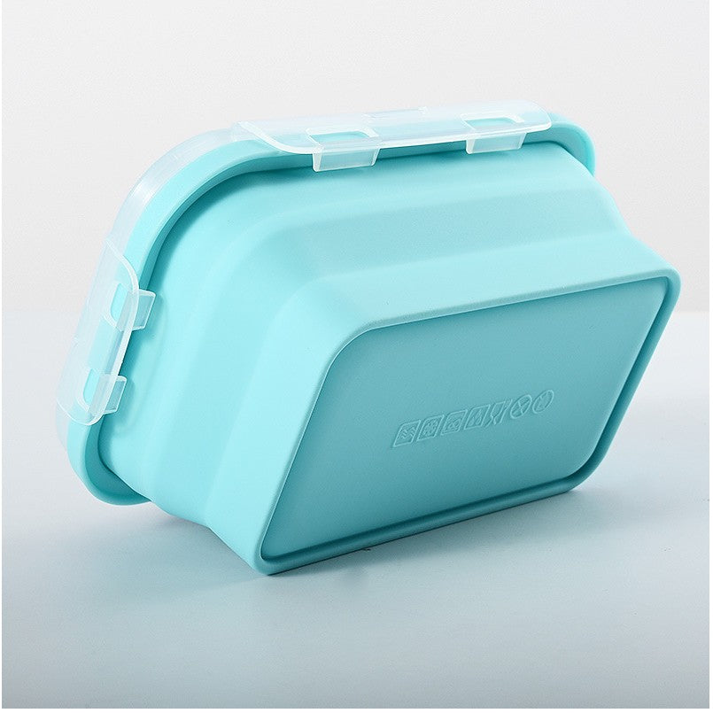 Set 3 caserole pliabile Vivimall, din silicon, rezistenta la temperaturi ridicate, usor de depozitat si curatat, 350/500/800 ml, utilizare in cuptorul cu microunde, albastra - vivimall.ro