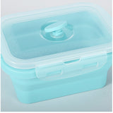 Set 3 caserole pliabile Vivimall, din silicon, rezistenta la temperaturi ridicate, usor de depozitat si curatat, 350/500/800 ml, utilizare in cuptorul cu microunde, albastra - vivimall.ro