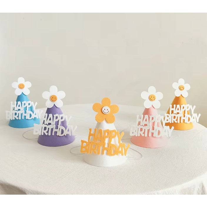 Set 3 Coifuri Happy Birthday, Pentru Petrecere, Tematica Aniversare, Cu Floare Din Spuma - vivimall.ro