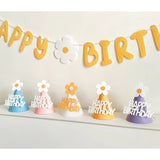 Set 3 Coifuri Happy Birthday, Vivimall, pentru Petrecere, Tematica Aniversare, cu Floare din Spuma, Multicolor - vivimall.ro