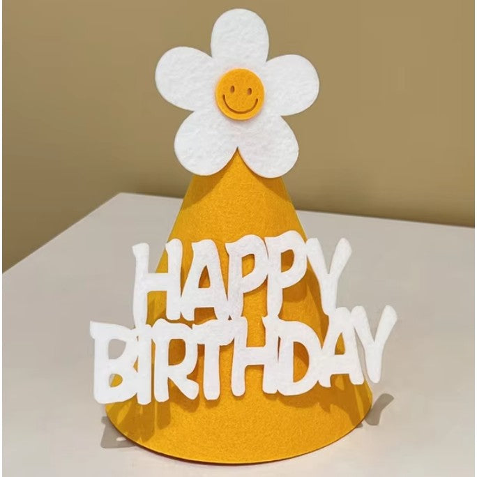 Set 3 Coifuri Happy Birthday, Pentru Petrecere, Tematica Aniversare, Cu Floare Din Spuma - vivimall.ro