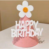 Set 3 Coifuri Happy Birthday, Pentru Petrecere, Tematica Aniversare, Cu Floare Din Spuma - vivimall.ro