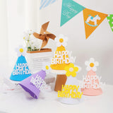 Set 3 Coifuri Happy Birthday, Pentru Petrecere, Tematica Aniversare, Cu Floare Din Spuma - vivimall.ro