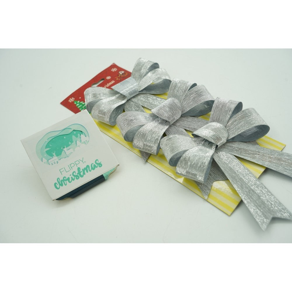 Set 3 Fundite Pentru Brad, Argintii, Din Poliester