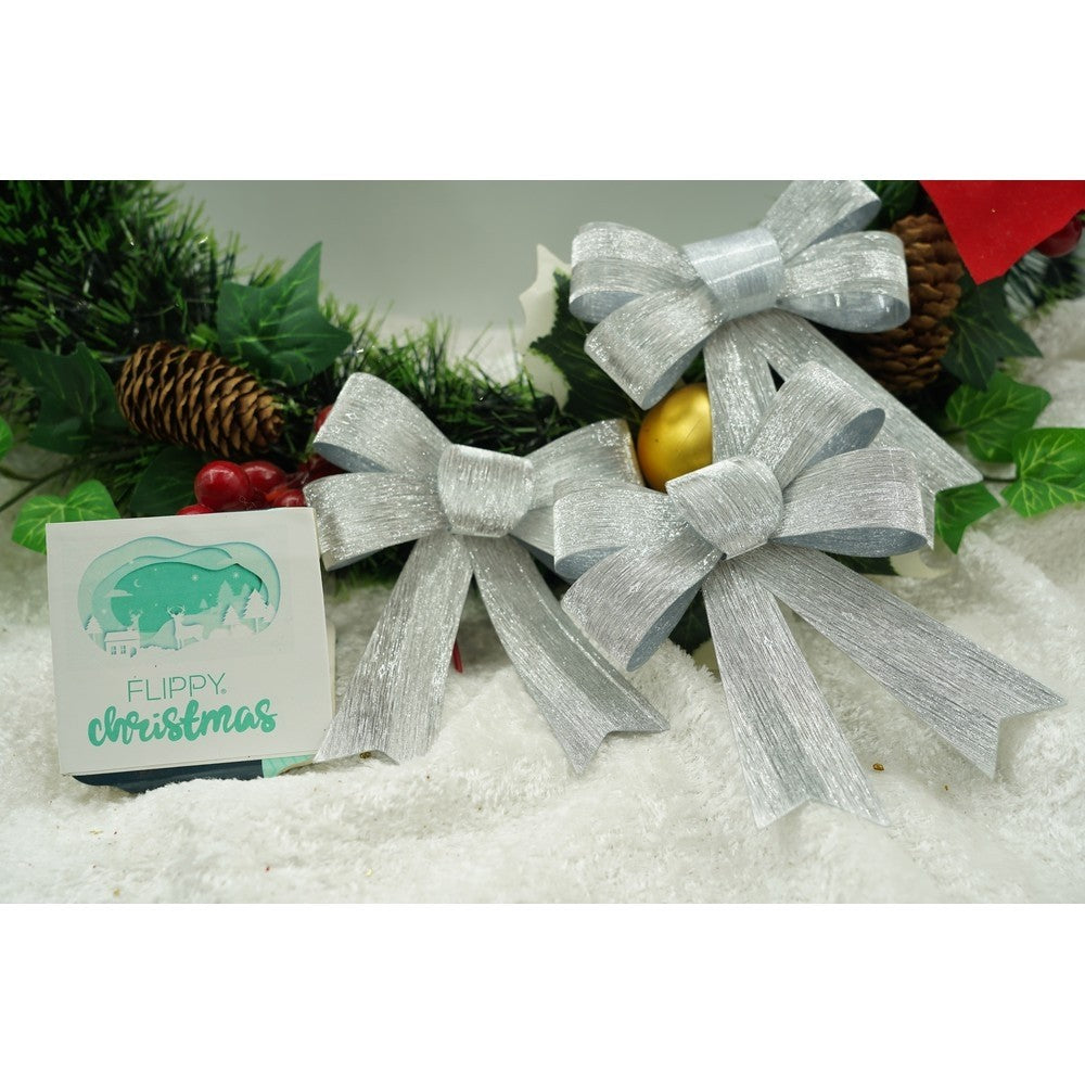 Set 3 fundite pentru brad, Argintii, 10 x 11 cm, din poliester, Flippy - vivimall.ro