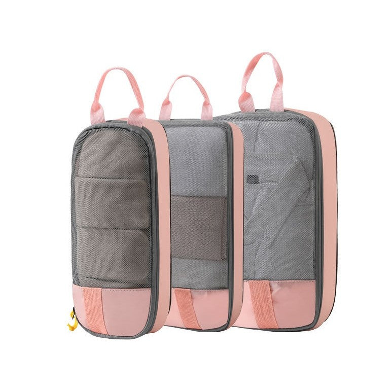 Set 3 Genti De Calatorie Pentru Depozitare, Compresibile, 3 Dimensiuni, Mic, Mediu, Mare, Impermeabile, Fermoar Dublu - vivimall.ro