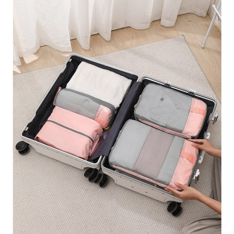 Set 3 Genti De Calatorie Pentru Depozitare, Compresibile, 3 Dimensiuni, Mic, Mediu, Mare, Impermeabile, Fermoar Dublu - vivimall.ro