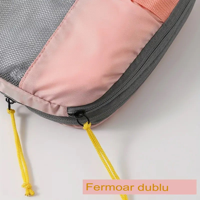 Set 3 Genti De Calatorie Pentru Depozitare, Compresibile, 3 Dimensiuni, Mic, Mediu, Mare, Impermeabile, Fermoar Dublu - vivimall.ro