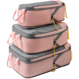 Set 3 Genti de Calatorie Vivimall, Pentru Depozitare, Compresibile, 3 Dimensiuni, Mic, Mediu, Mare, Impermeabile, Fermoar Dublu, Roz