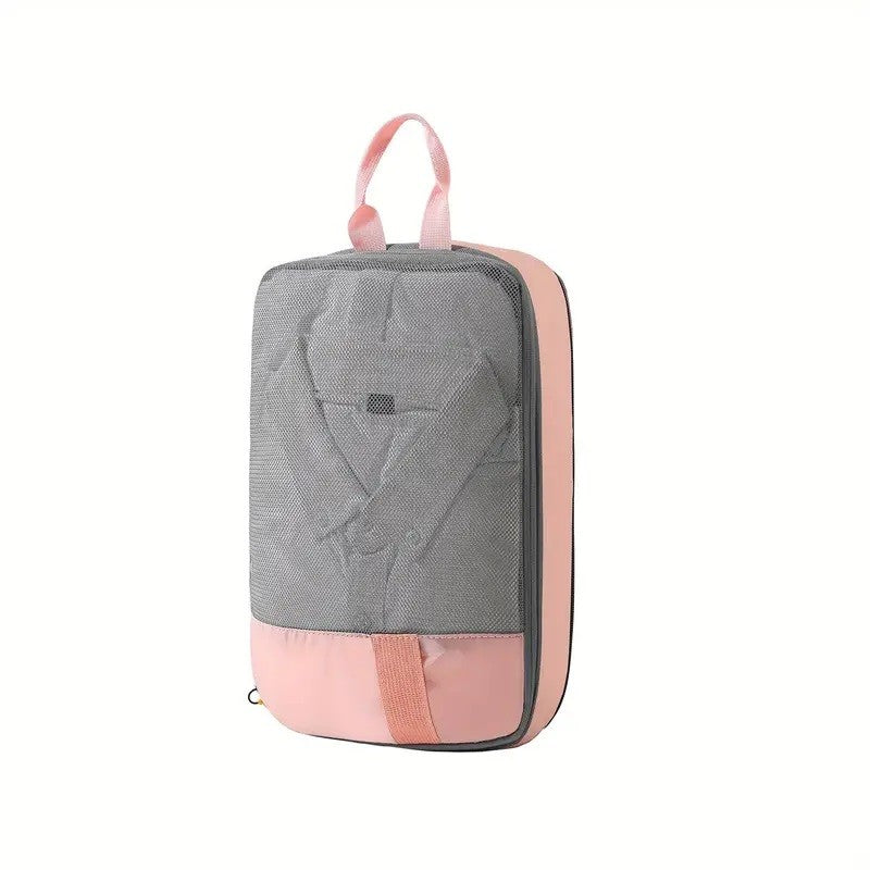 Set 3 Genti de Calatorie Vivimall, Pentru Depozitare, Compresibile, 3 Dimensiuni, Mic, Mediu, Mare, Impermeabile, Fermoar Dublu, Roz
