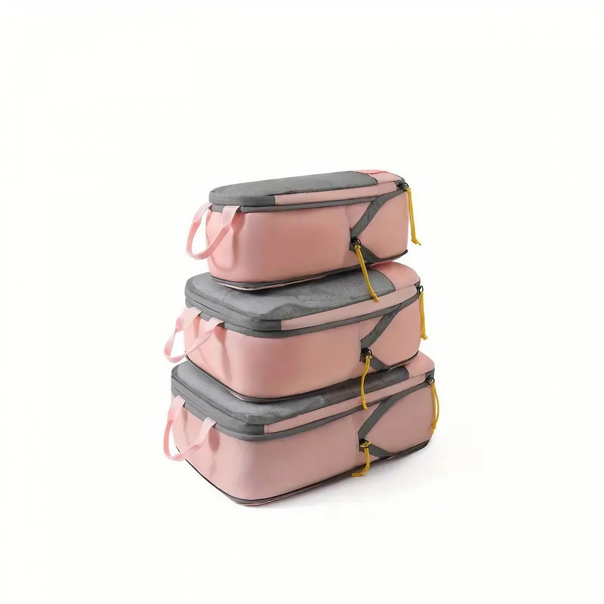 Set 3 Genti De Calatorie Pentru Depozitare, Compresibile, 3 Dimensiuni, Mic, Mediu, Mare, Impermeabile, Fermoar Dublu - vivimall.ro