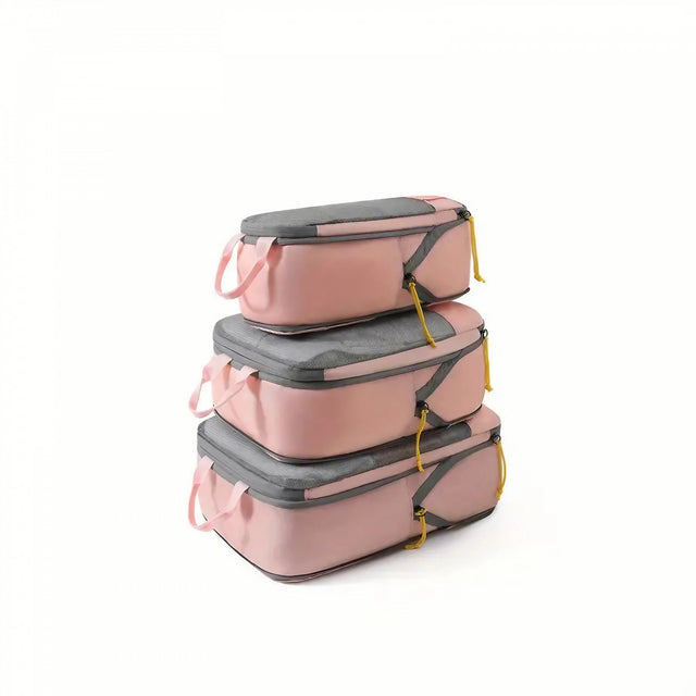 Set 3 Genti De Calatorie Pentru Depozitare, Compresibile, 3 Dimensiuni, Mic, Mediu, Mare, Impermeabile, Fermoar Dublu - vivimall.ro