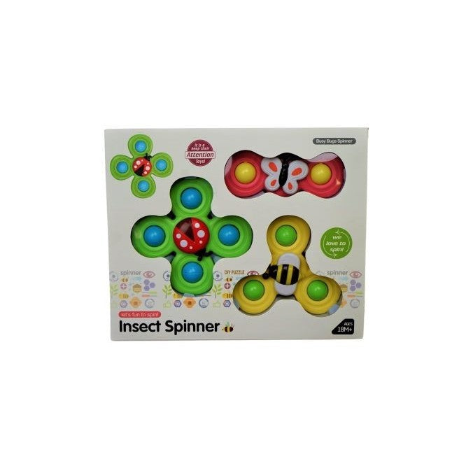 Set 3 Jucarii Spinner Pentru Copii, Spinimals Albina, Fluture, Buburuza