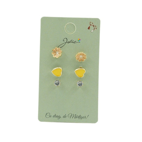 Set 3 Perechi Cercei Floare, Inima, Piatra - vivimall.ro