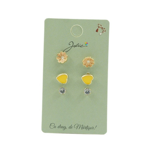 Set 3 Perechi Cercei Floare, Inima, Piatra - vivimall.ro