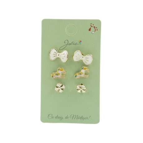 Set 3 Perechi Cercei Fundita, Unicorn, Floare - vivimall.ro