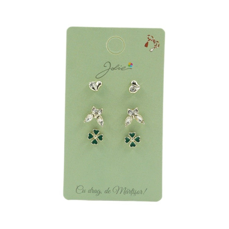 Set 3 Perechi Cercei Inima, Fluture, Trifoi