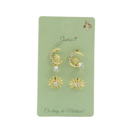 Set 3 Perechi Cercei Semiluna, Soare, Piatra - vivimall.ro