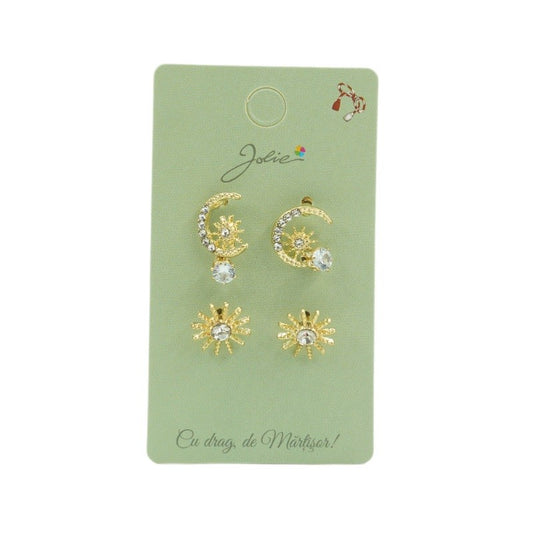 Set 3 Perechi Cercei Semiluna, Soare, Piatra - vivimall.ro