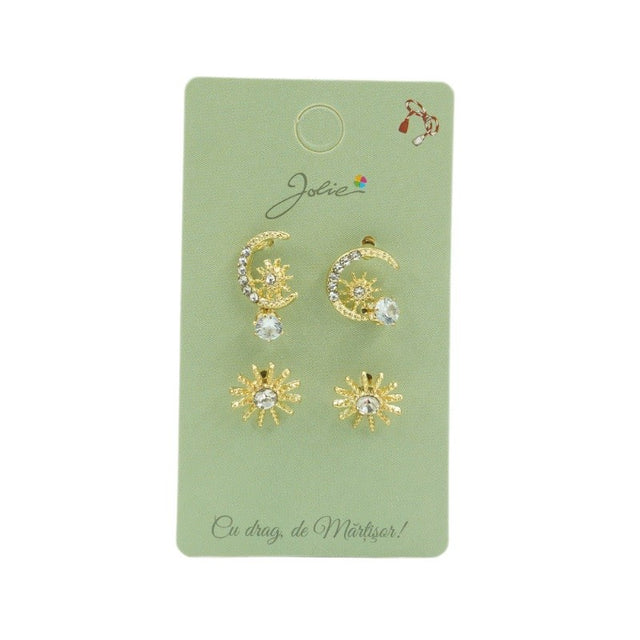 Set 3 Perechi Cercei Semiluna, Soare, Piatra - vivimall.ro