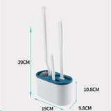 Set 3 Perii Pentru Toaleta, Din Silicon, Perie Zimtata, Cap Flexibil, Suport Adeziv Pentru Montarea Pe Perete, 39 X 19 X 9.8 Cm, Albastru/Alb - vivimall.ro