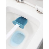 Set 3 Perii Pentru Toaleta, Din Silicon, Perie Zimtata, Cap Flexibil, Suport Adeziv Pentru Montarea Pe Perete, 39 X 19 X 9.8 Cm, Albastru/Alb - vivimall.ro