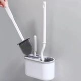 Set 3 Perii Pentru Toaleta, Din Silicon, Perie Zimtata, Cap Flexibil, Suport Adeziv Pentru Montarea Pe Perete, 39 X 19 X 9.8 Cm, Gri/Alb - vivimall.ro