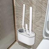 Set 3 Perii Pentru Toaleta, Din Silicon, Perie Zimtata, Cap Flexibil, Suport Adeziv Pentru Montarea Pe Perete, 39 X 19 X 9.8 Cm, Gri/Alb - vivimall.ro