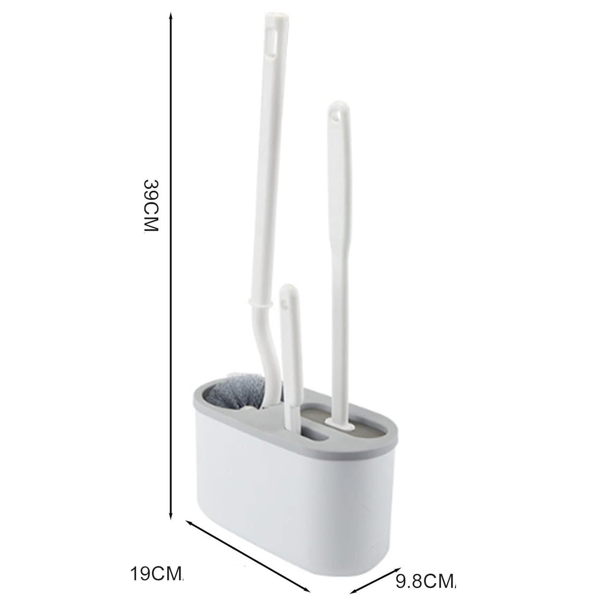 Set 3 Perii Pentru Toaleta, Din Silicon, Perie Zimtata, Cap Flexibil, Suport Adeziv Pentru Montarea Pe Perete, 39 X 19 X 9.8 Cm, Gri/Alb - vivimall.ro