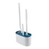 Set 3 Perii Pentru Toaleta, Din Silicon, Perie Zimtata, Cap Flexibil, Suport Adeziv Pentru Montarea Pe Perete, 39 X 19 X 9.8 Cm, Albastru/Alb - vivimall.ro