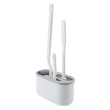 Set 3 Perii Pentru Toaleta, Din Silicon, Perie Zimtata, Cap Flexibil, Suport Adeziv Pentru Montarea Pe Perete, 39 X 19 X 9.8 Cm, Gri/Alb - vivimall.ro