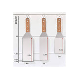 Set 3 Spatule Pentru Gratar Din Metal, Margini Subtiri, Suprafata Antiaderenta, Rezistente La Temperaturi Ridicate, Maner Ergonomic Din Lemn, 3 Forme, Agatatoare, Gri - vivimall.ro