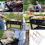 Set 3 Spatule Pentru Gratar Din Metal, Margini Subtiri, Suprafata Antiaderenta, Rezistente La Temperaturi Ridicate, Maner Ergonomic Din Lemn, 3 Forme, Agatatoare, Gri - vivimall.ro
